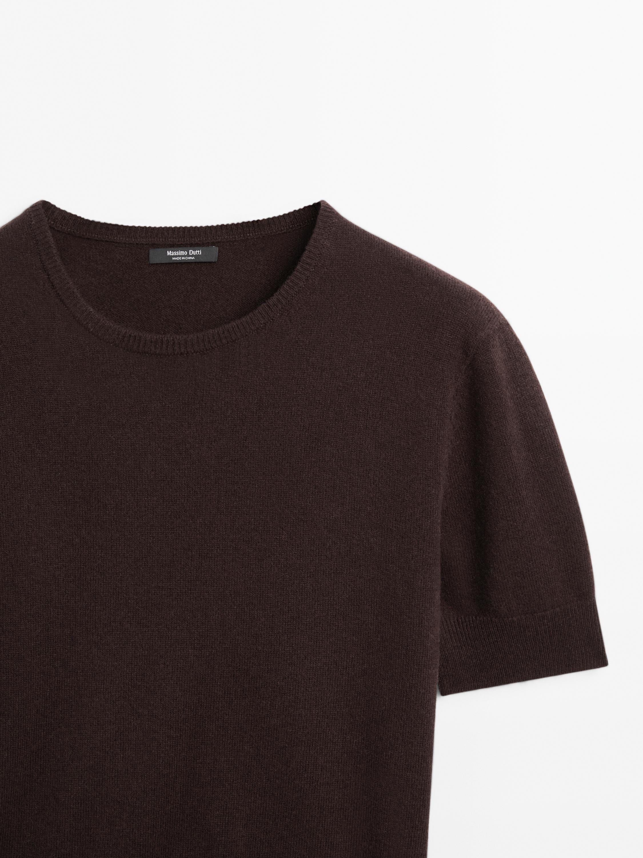 Knit wool blend sweater with short sleeves